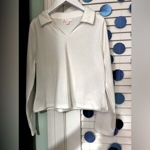 Chic White Kids Long sleeve Collared Blouse
